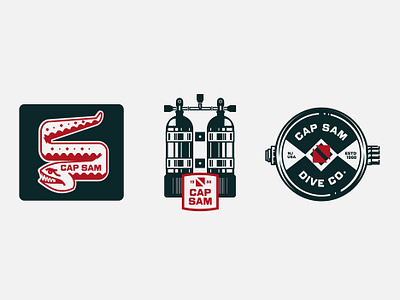 Captain Sam Badges & Patch badge branding design dive tank diving eel graphic design illustration nautical regulator