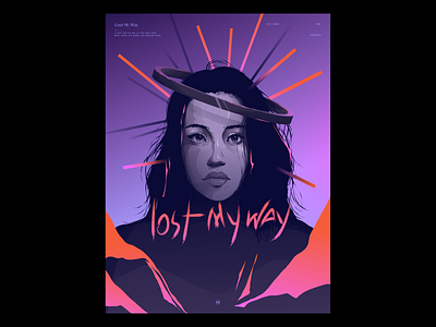 Lost My Way abstract bold composition graphic design graphic element illustration illustrator lines minimal neon portrait portrait illustration poster poster everyday purple synthwave vector vector portrait woman woman portrait