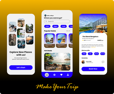 Travel app (MakeYourTrip) design figma travel ui