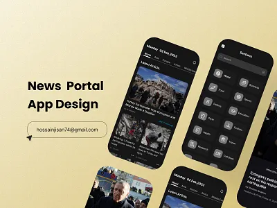 News Portal App Design app app design app inspiration app ui design article article website design best color branding design eye catching landing page news portal ui uiux website design