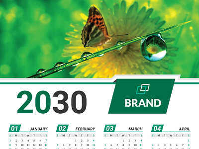 Corporate Calendar Design Template 2030 holiday calendar best calendar design branding calendar business graphic design horizontal calendar modern calendar unique calendar