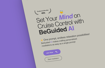 BeGuided AI → New Header Design ai bemindful calm headspace meditation mindfulness ui web app website
