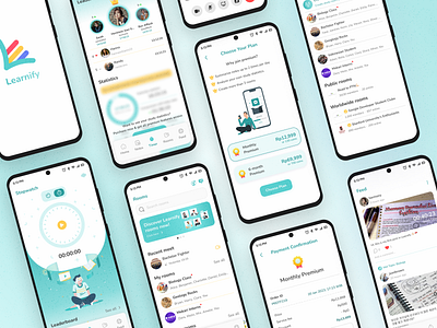 Learnify — Enhance Learning Productivity design education app education mobile apps gamification learnify learning learning productivity pomodoro productivity apps teal mobile apps ui ui mobile apps user interface user interface design