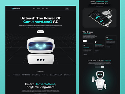 ChatTech - Ai Chat Landing page design ai ai chat artificial intellegence bot chat chatbot ismailnahid landing page landingpage pixelean robot robotic tech technology ui uiux web design website