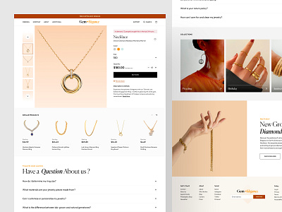 Jewelry website - Product detail page beauty cosmetic detail page ecommerce fashion gold jewellery jewelry landing page minimal modern product page single page store sub page ui design uiux design visual design web design website