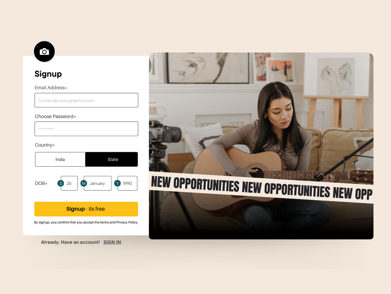 Signup branding graphic design illustration psd design signup ui