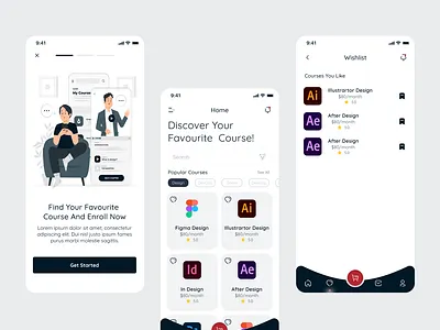 Online Learning Platform App UI Design | Creative UI Design app app ui branding courseapp design graphic graphic design illsutartions illustartion learningapp ui logi logo mobileappui onlinelearning ui uidesign uiux ux vector