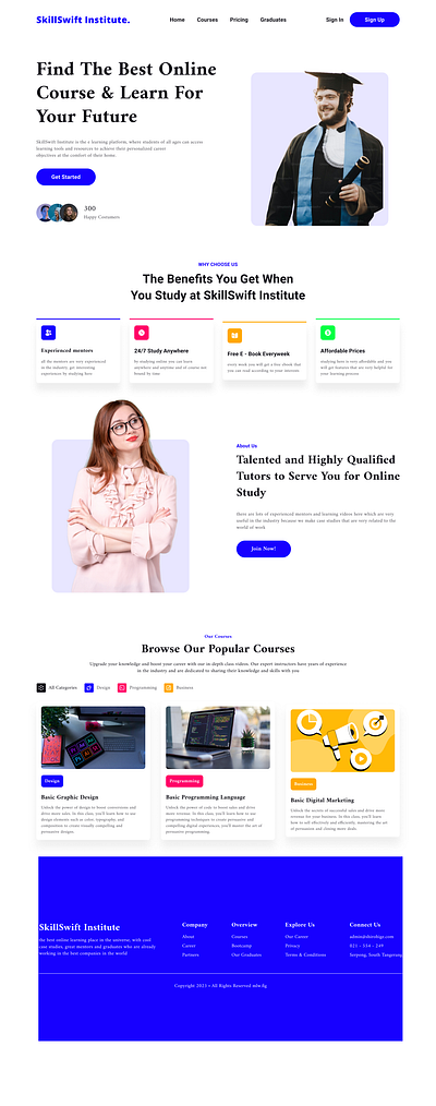 Online Learning Landing Page ui