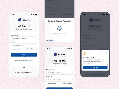 Login Screen - Digital Wallet UI account access authentication biometric authentication creative layout digital wallet face recognition interactive ui login screen login screen digital pay login userflow mobile app design mobile design modern design onboarding screen password security security sign in touch id uiux design ux research