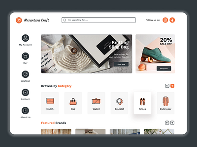 Craft Online Shop | Web Design craft landing page ui website