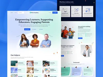 Revamped Khan Academy Landing Page design education landing page landingpagedesign redesign uiuxdesign userexperience ux webdesign website