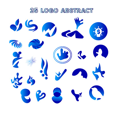 25 abstract logos in gradient blue art