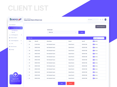 Benemoy Security: Imported Client List client list ui dashboard design list page ui stock market stock market client list stockmarket dashboard trading trading dashboard web landing page web ui