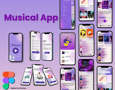 Musical App UI Design app design application design figma mobile mobile app design ui uiux user interface ux