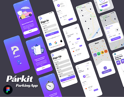 Parking App UI Design app design design figma mobile mobile application design ui ui design uiux user interface ux