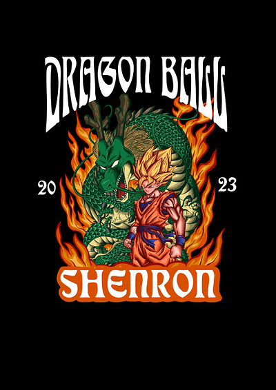 T-shirt Design Dragon Ball Shenron artwork captain clothing dark art design digital illustration dragon dragon ball fire graphic design illustration logo shenron streetwear t shirt design