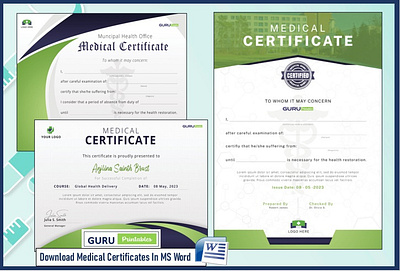 Ready Made Medical Certificate Templates branding customizablecertificates design eye catchingdesigns free free proposal free template freebies graphic design illustration logo medical medical course microsoft word motion graphics msword professionaltemplates ui vector workfromhome