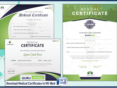 Ready Made Medical Certificate Templates branding customizablecertificates design eye catchingdesigns free free proposal free template freebies graphic design illustration logo medical medical course microsoft word motion graphics msword professionaltemplates ui vector workfromhome