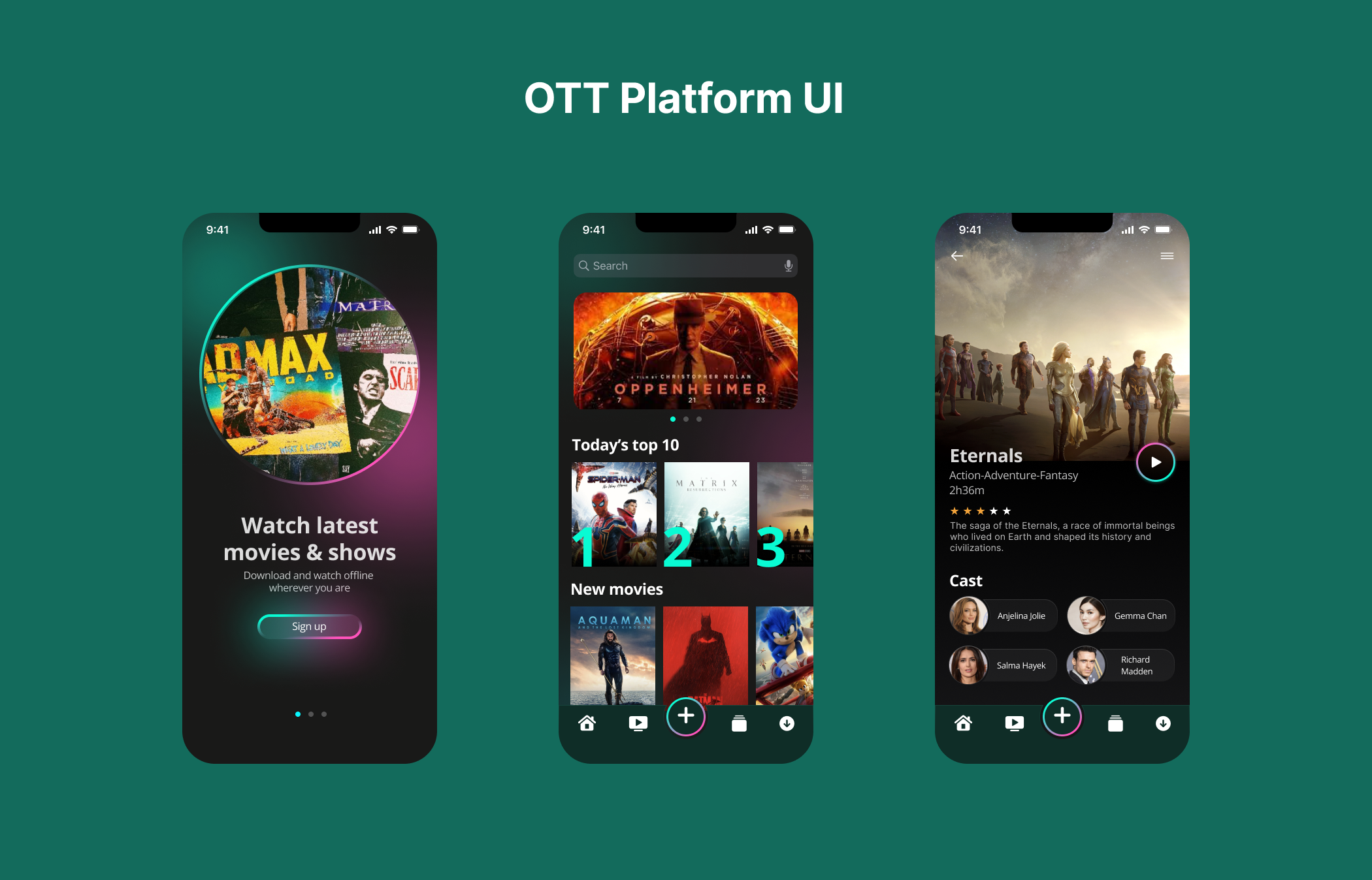 UI design for an OTT platform design ui