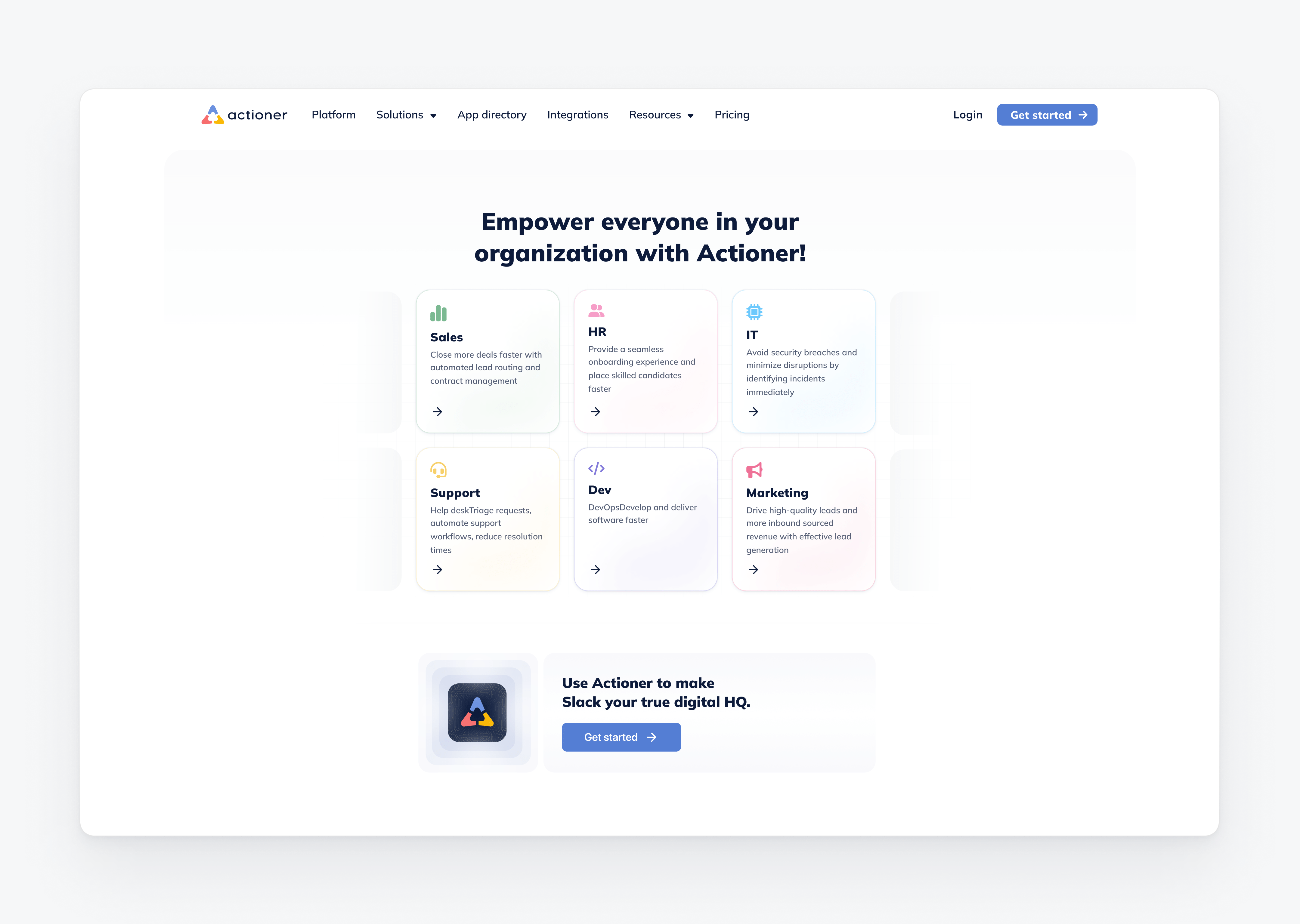 Website design | Empower everyone actioner empower gradient minimal website