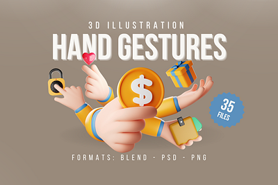 Hand Gestures 3D Illustrations 3d 3d hand 3d hand gesture 3d icon 3d illustration gesture hand hand gestures icon illustration