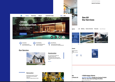 Landing page of a building construction website