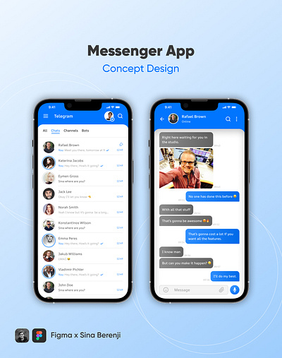 Messenger App | Concept Design android app design design figma ios messenger app telegram ui ux