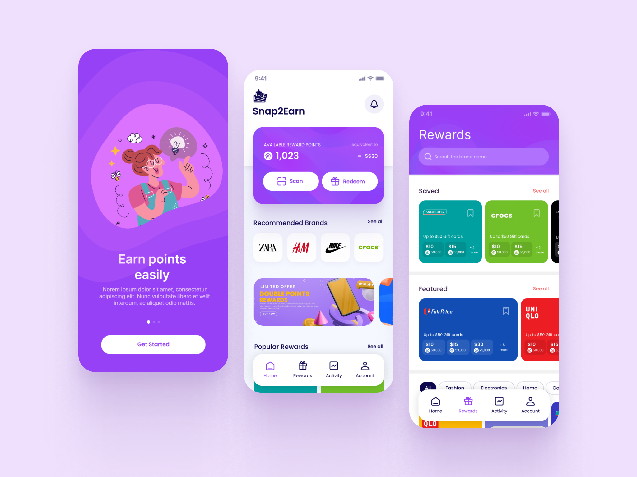 Snap2Earn - Loyalty App UI by Poe Ei Phyu on Dribbble