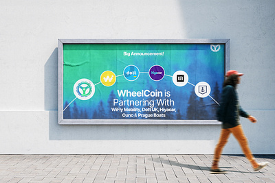 Partnership banner design for WheelCoin web3 green mobility app banner banner design blockchain brand design branding colourful design graphic design green green mobility marketing mobility partnership post post design poster poster design social media sustainability web3