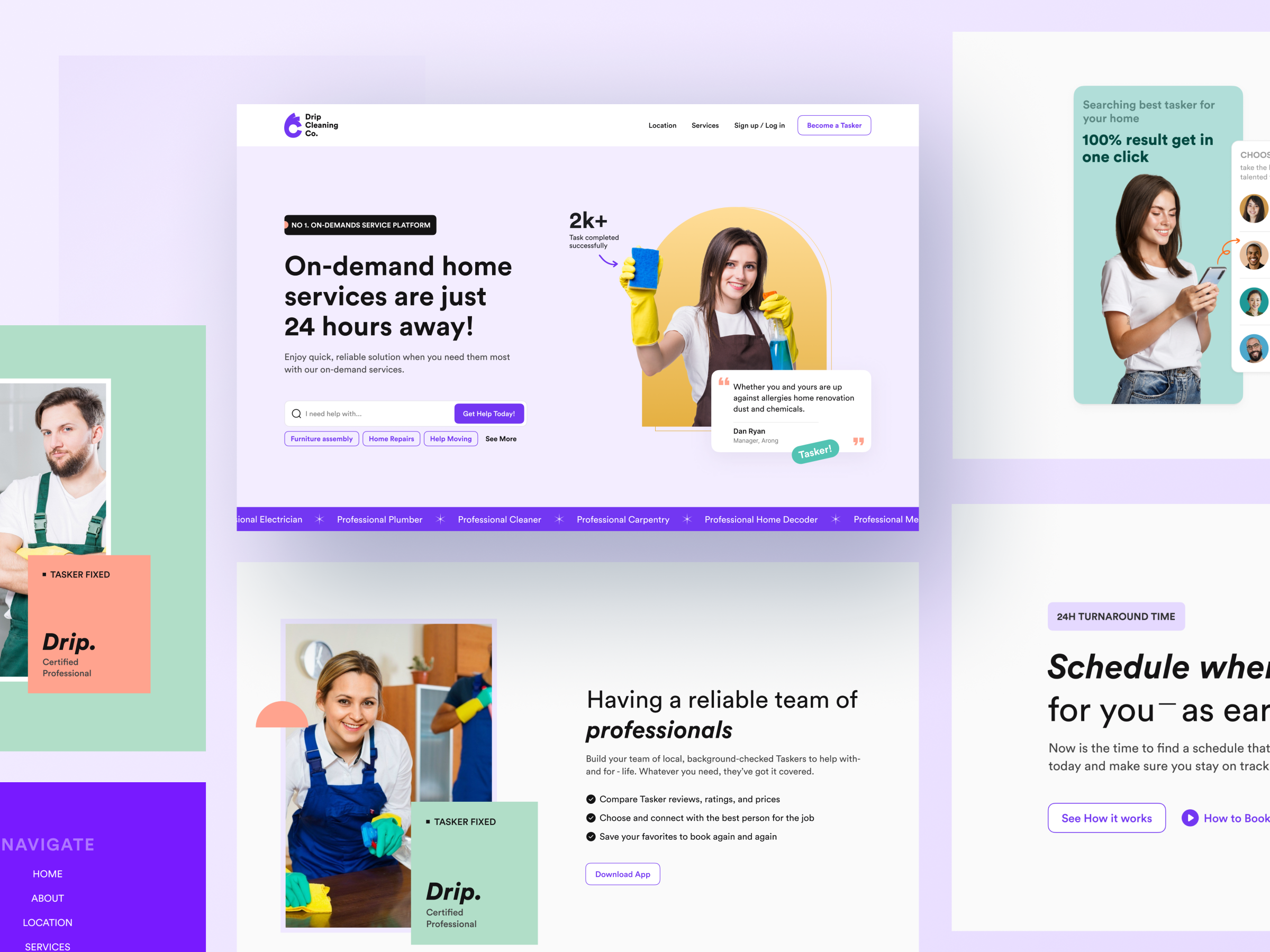 Drip Cleaning Co. - on-demand service platform! landing page branding creative design graphic design job job web landing page on demand ondemand web service provider typography ui ui design uiux ux web design web ui website design