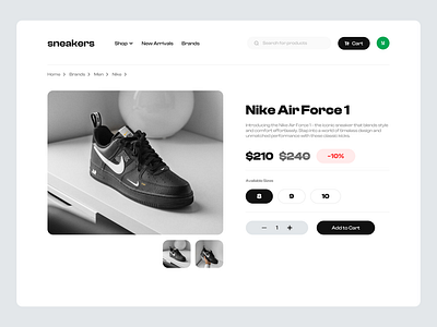 Nike E-Commerce - Single Product 🚀 daily ui design e commerce header hero section nike shoes e commerce single product sneakers typography ui web design