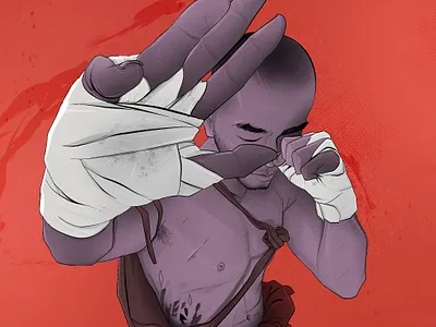 Illustration art fighter illustration japan man martial modern