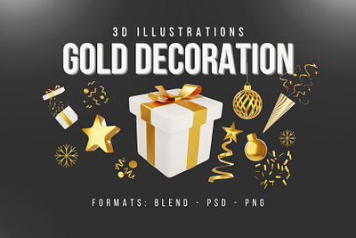 Gold Decoration - 3D Collection 3d decoration 3d gold party 3d icon 3d icons decoration decoration icon gold