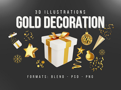 Gold Decoration - 3D Collection 3d decoration 3d gold party 3d icon 3d icons decoration decoration icon gold