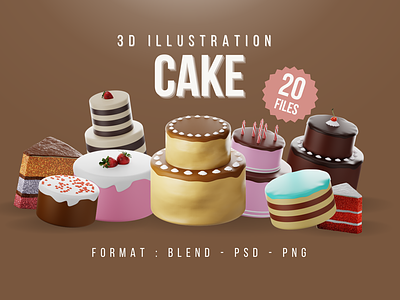 Cake 3D Icon Pack 3d 3d cake 3d cakes 3d icon 3d illustration 3d illustrations cake cakes icon illustration