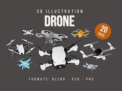 Drone 3d Illustration Pack 3d 3d drone 3d drones 3d icon 3d icons camera drone drone camera drones icon illustration