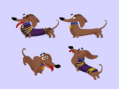Cinnamon animation bell book character children christmas collar dachshund dog funny happy illustration jumper kids magic winter