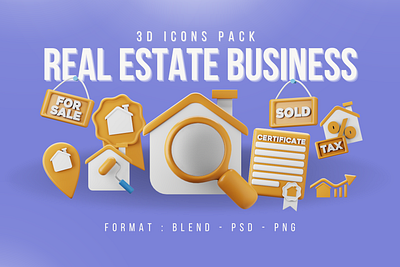 Real Estate Business 3D Icon Pack 3d 3d icon 3d icons 3d illustration 3d real estate estate icon illustration real real estate ui ux