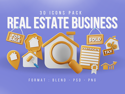 Real Estate Business 3D Icon Pack 3d 3d icon 3d icons 3d illustration 3d real estate estate icon illustration real real estate ui ux