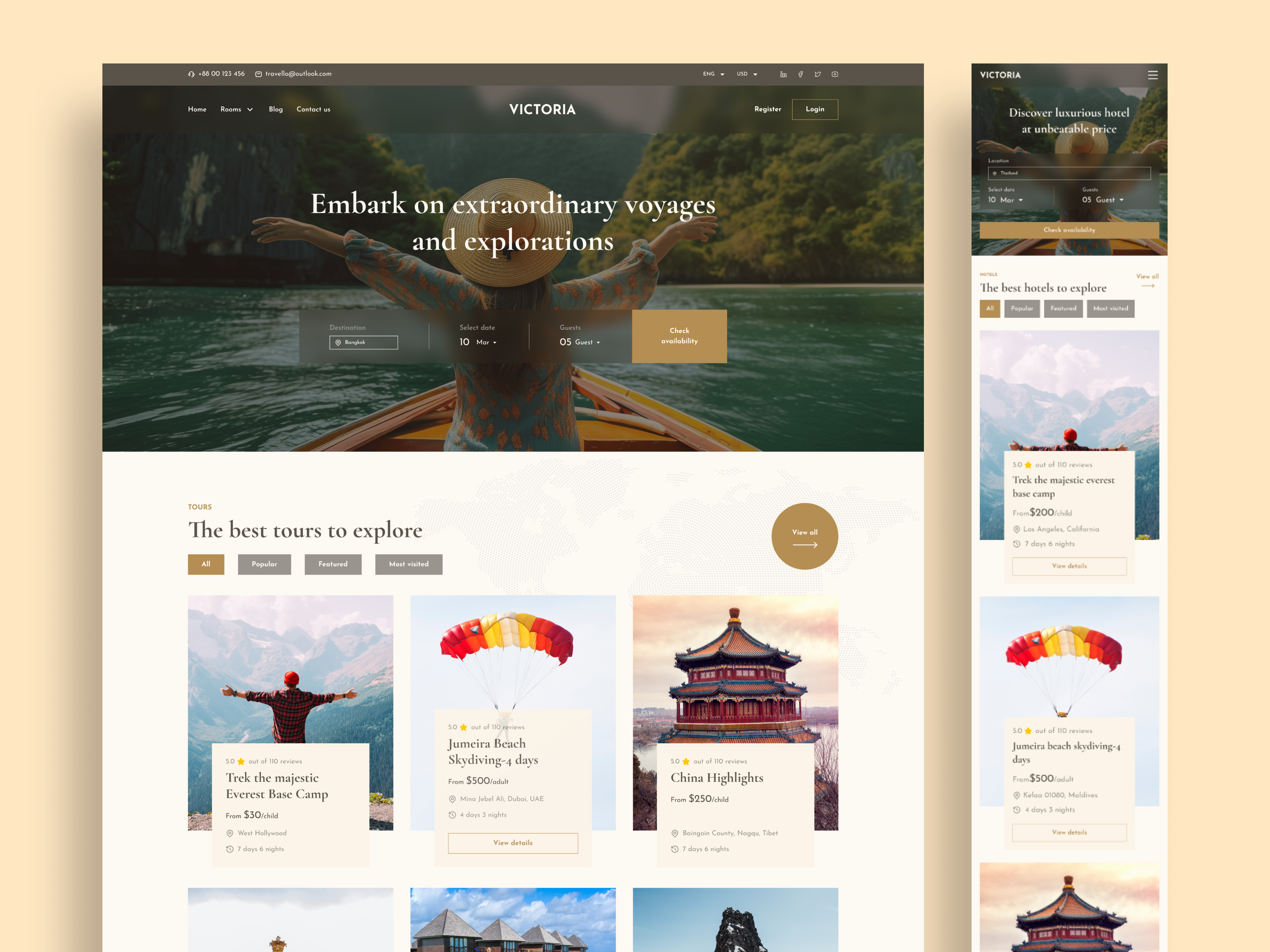 Tour booking website design apartment booking design hero section hotel hotel booking hotel booking website hotel landing page hotel website landing page landing page design mockup tour tour landing page tour website tourist ui ux vendor website