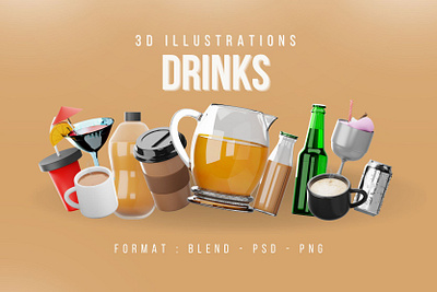 Drinks 3d Icon Pack 3d 3d bottle 3d drink 3d drinks 3d icon 3d icons bottle coffee cup drink icon illustration milk tea