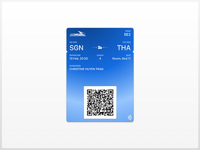 Apple Wallet Pass concept - Train ticket apple apple wallet boarding pass booking concept flat gradient grain qr code simple ticket train train ticket ui wallet pass