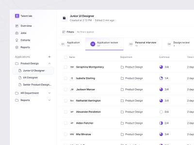 Talent lab - job offer candidates app application candidates design digitalproduct flow hr job modern offer process productdesign recruitment table ui ui design user ux web webapp