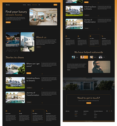 Real estate home page graphic design ui