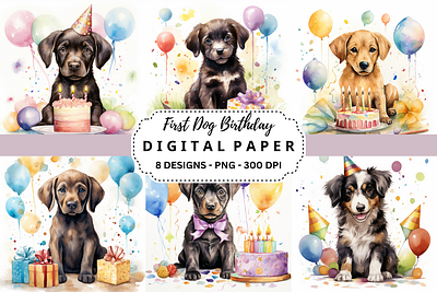 First Dog Birthday Background tumbler wrap