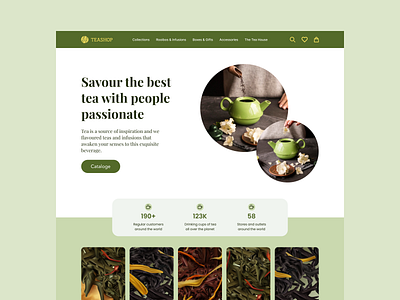 Landing page for tea shop branding cafe coffee coffee landing page coffee shop cup dailyui e commerce landing landing page landingpage minimal page tea tea landing page teapot ui userinterface ux web