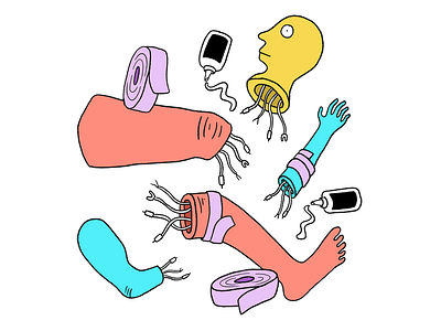 Put it back together arm illustration conceptual illustration drawing glue illustration leg illustration odd odd illustration quirky quirky illustration silly illustration tape weird weird illustration