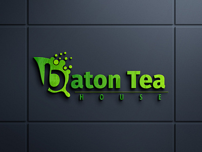 Baton Tea House Logo 3d branding cup design digital logoo graphic design green tea logo icon identity logo logomockup logotype tea bag tea branding tea cafe tea logo typography ui vector