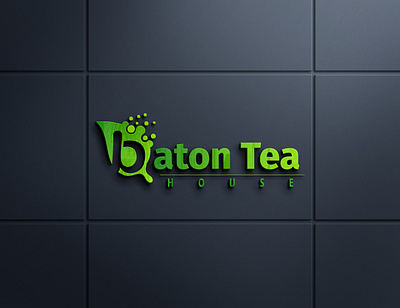 Baton Tea House Logo 3d branding cup design digital logoo graphic design green tea logo icon identity logo logomockup logotype tea bag tea branding tea cafe tea logo typography ui vector