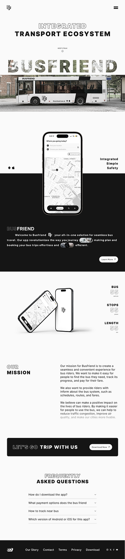 Bus App LandingPage app bold branding elegant figma graphic design landingpage minimal minimalism mockup ui uidesign user interface ux websitedesign